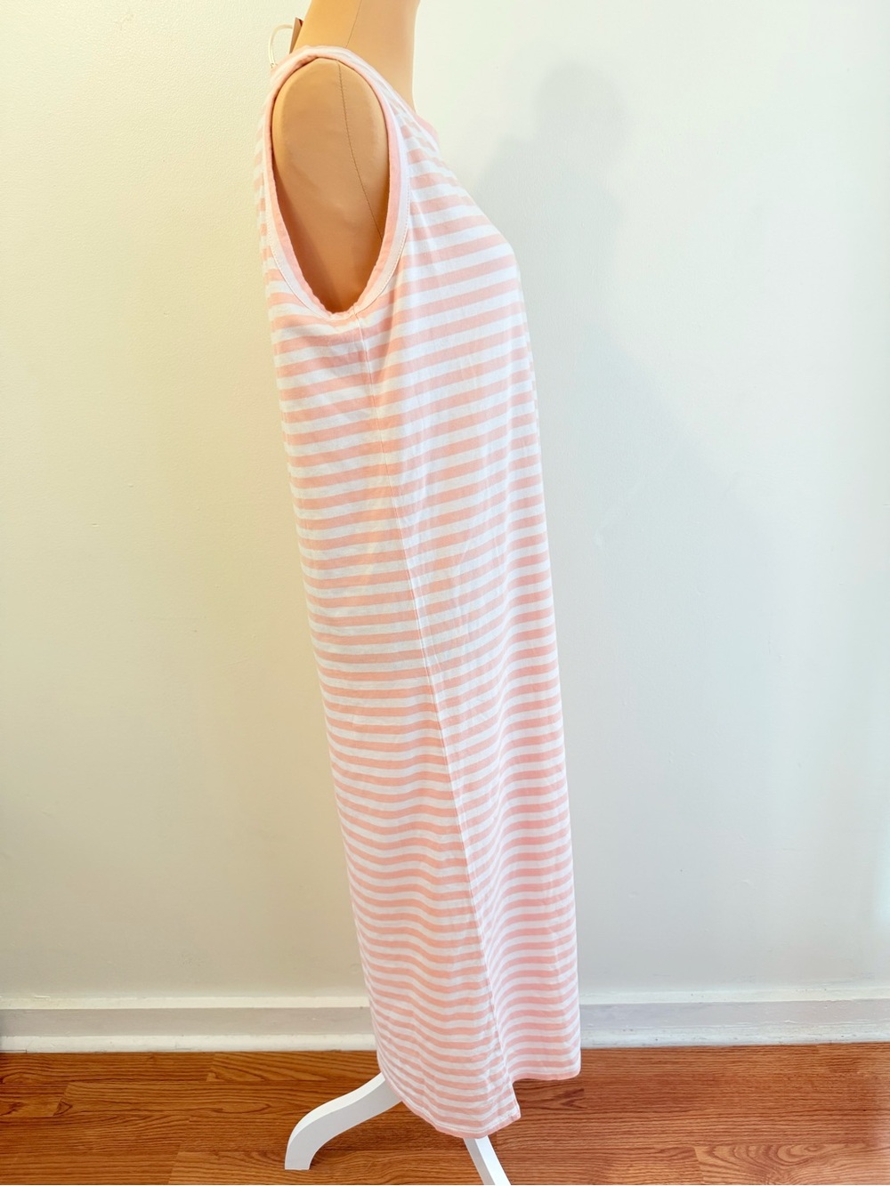 KULE PALE PINK WHITE STRIPE COTTON TANK MIDI DRESS - Picture 4 of 10